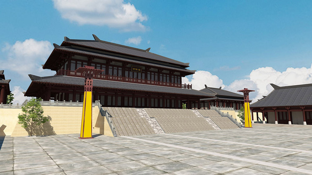 汉城居宣平里3dmax场景主建筑物福佑宫渲染图